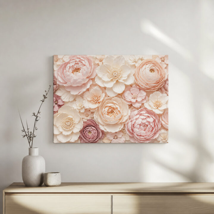 Leinwandbild Pastellblüten mit Blütenschichten