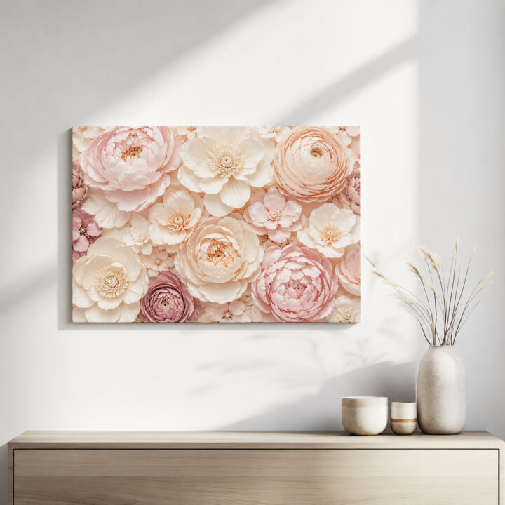 Leinwandbild Pastellblüten mit Blütenschichten