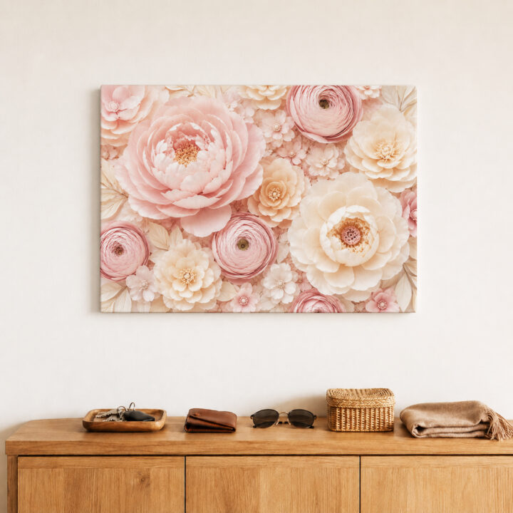Canvas print Pink Flowers in Paper Style