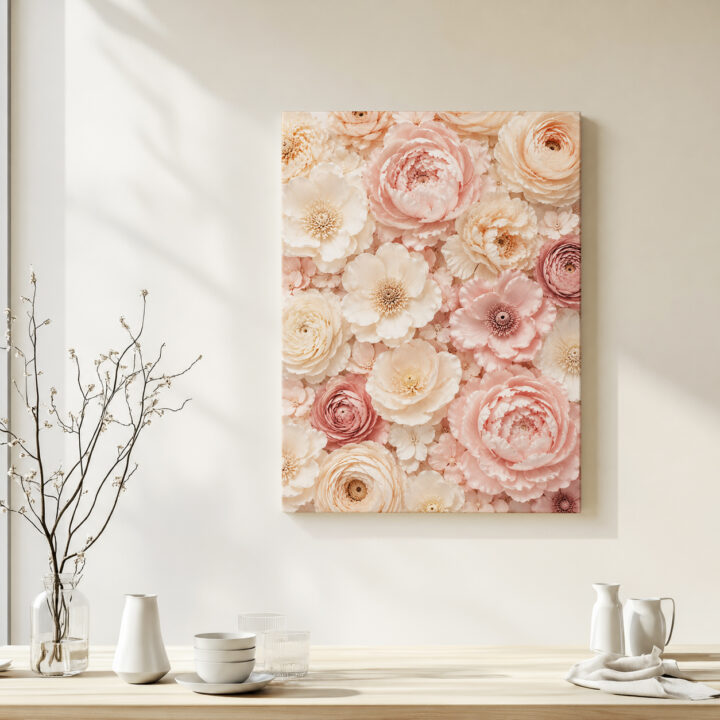 Leinwandbild Geschichtete Blüten im Hochformat