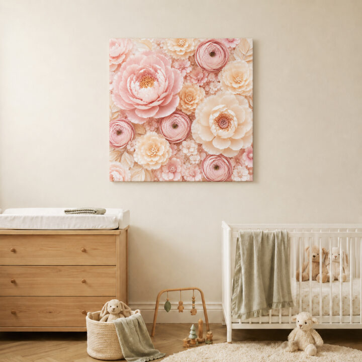 Leinwandbild Pastellblüten in Papieroptik