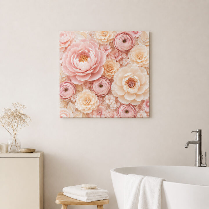 Leinwandbild Pastellblüten in Papieroptik
