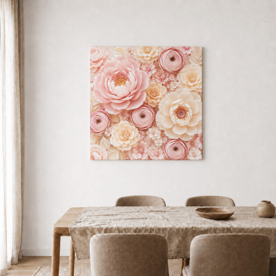 Leinwandbild Pastellblüten in Papieroptik