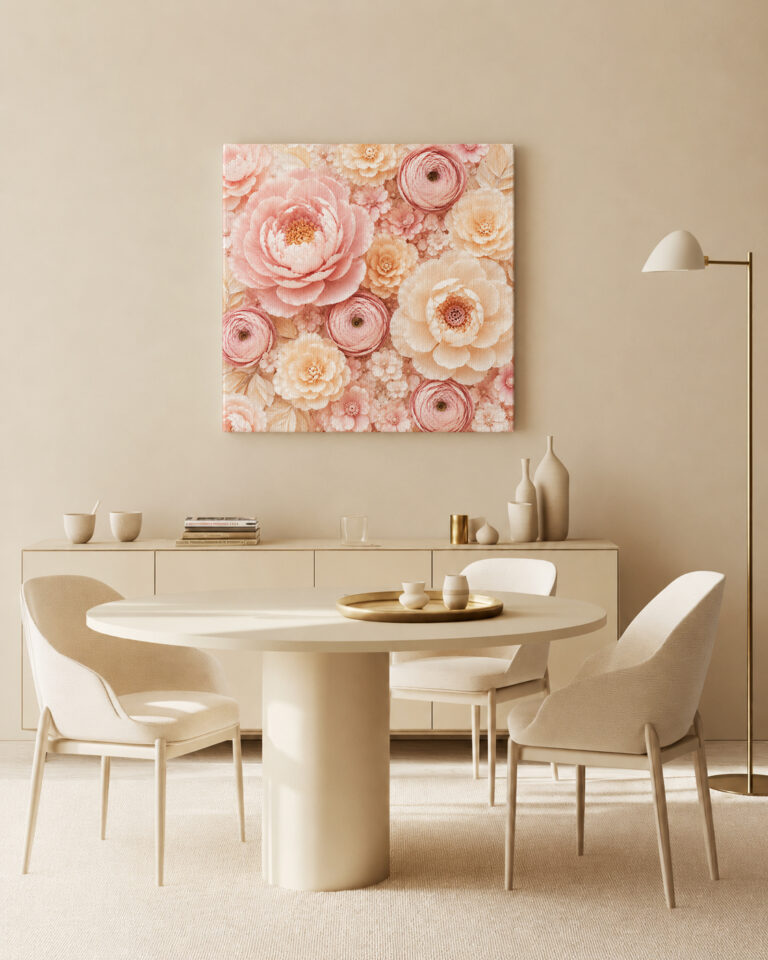 Leinwandbild Pastellblüten in Papieroptik