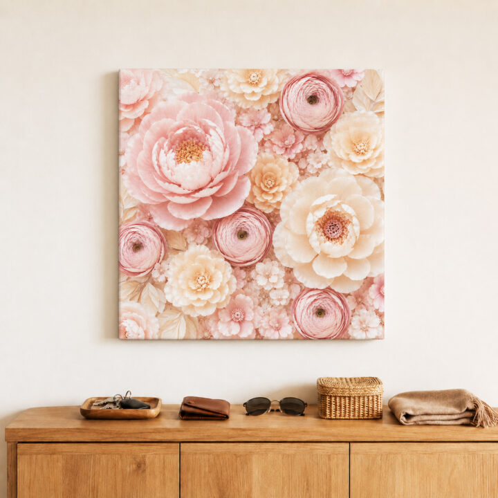 Leinwandbild Pastellblüten in Papieroptik