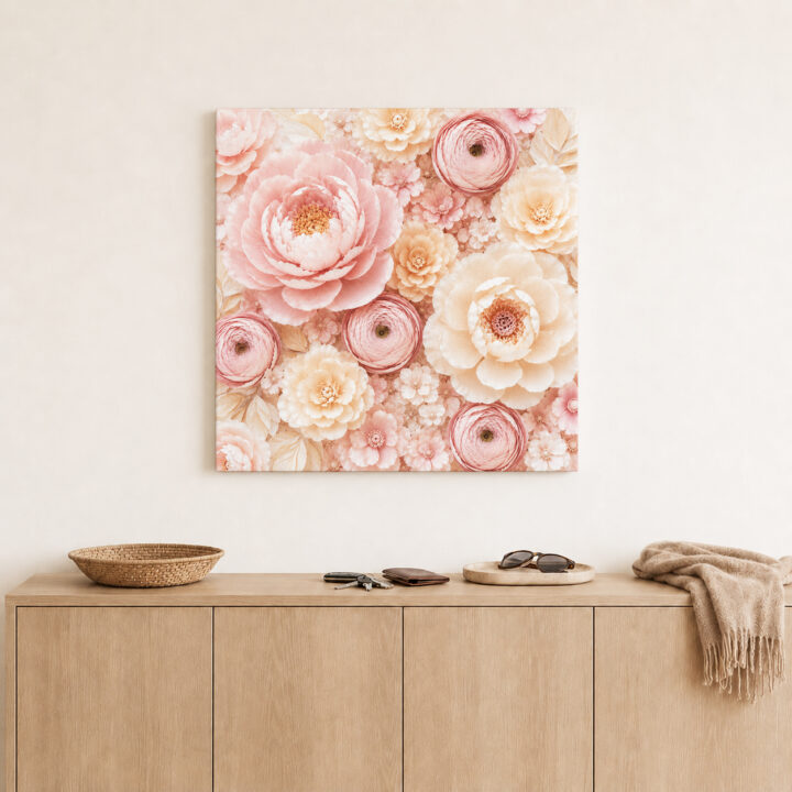 Leinwandbild Pastellblüten in Papieroptik
