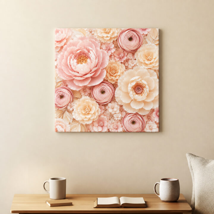 Leinwandbild Pastellblüten in Papieroptik