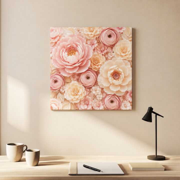 Leinwandbild Pastellblüten in Papieroptik