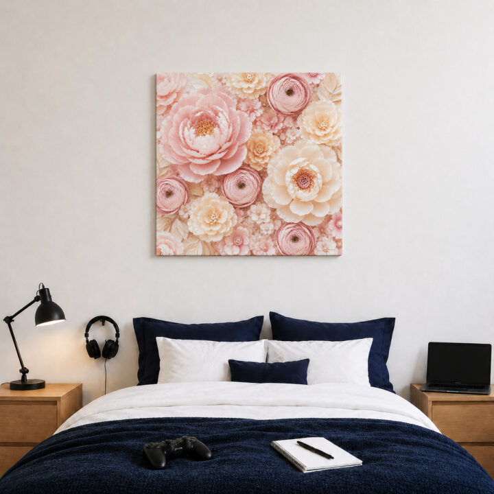 Leinwandbild Pastellblüten in Papieroptik