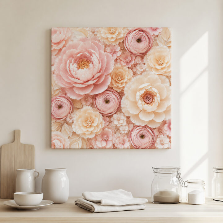 Leinwandbild Pastellblüten in Papieroptik