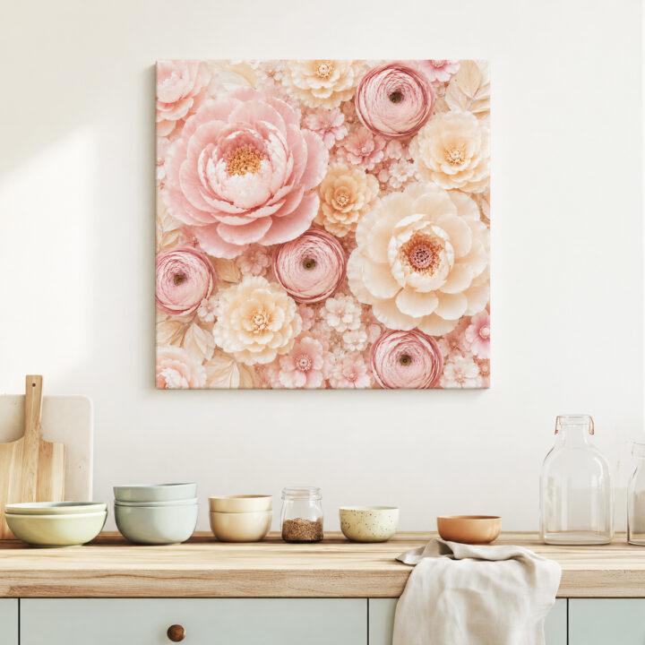 Leinwandbild Pastellblüten in Papieroptik