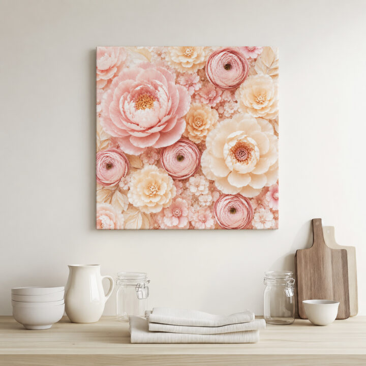 Leinwandbild Pastellblüten in Papieroptik