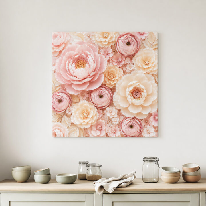 Leinwandbild Pastellblüten in Papieroptik