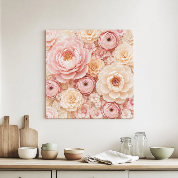 Leinwandbild Pastellblüten in Papieroptik