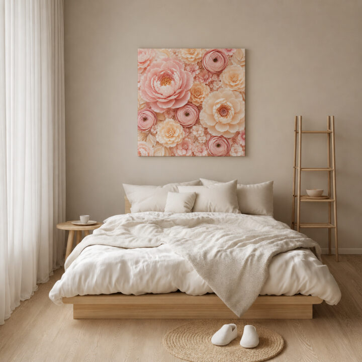 Leinwandbild Pastellblüten in Papieroptik