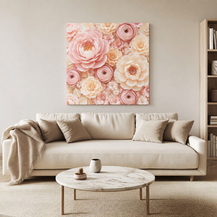 Canvas print Pastel Flowers in Paper Style