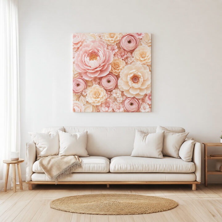 Leinwandbild Pastellblüten in Papieroptik