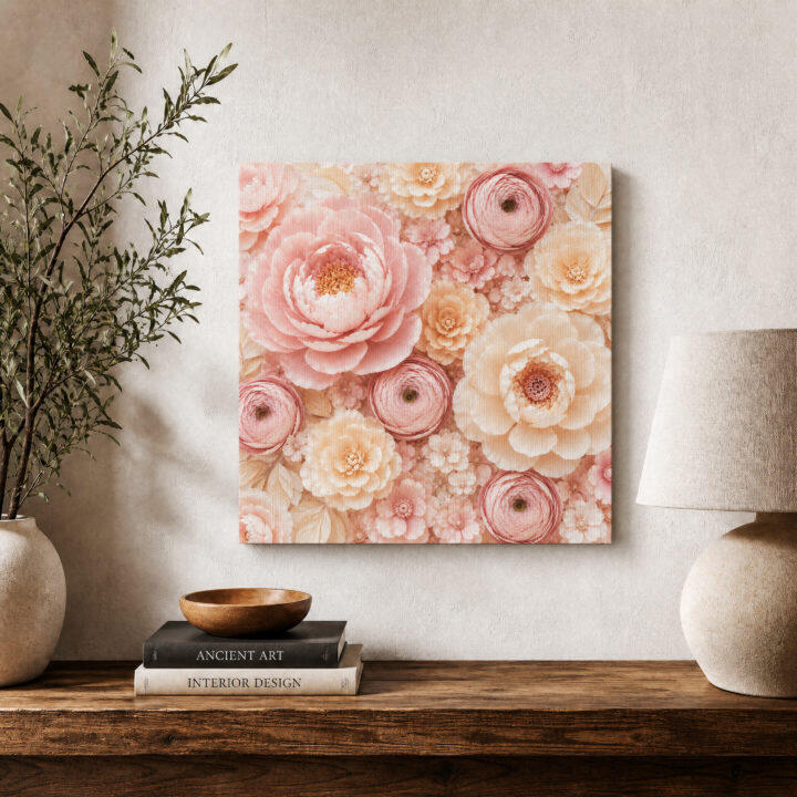 Leinwandbild Pastellblüten in Papieroptik