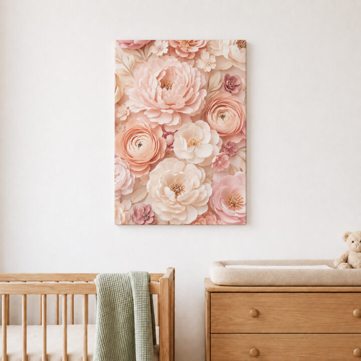 Leinwandbild Blütenschichten in Rosé und Pfirsich