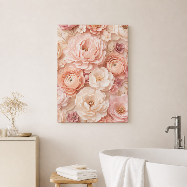 Leinwandbild Blütenschichten in Rosé und Pfirsich