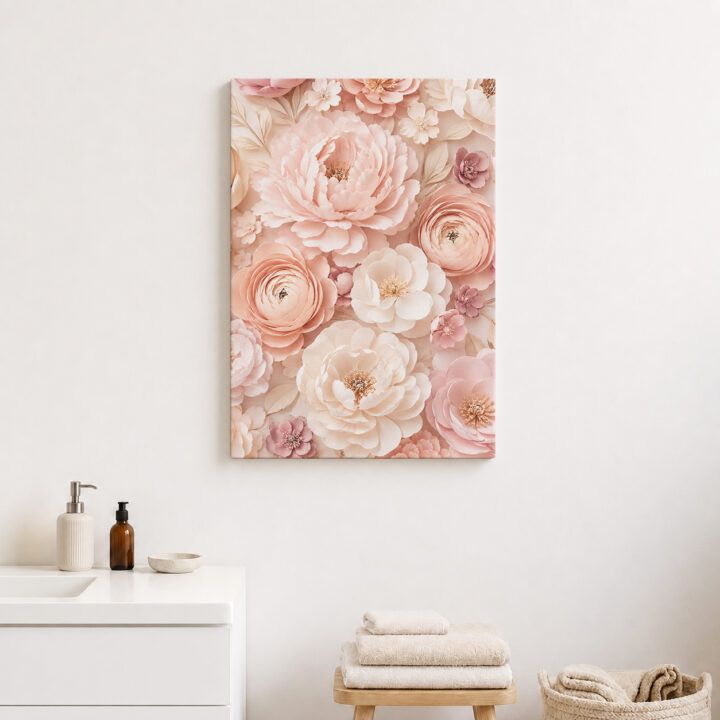 Leinwandbild Blütenschichten in Rosé und Pfirsich