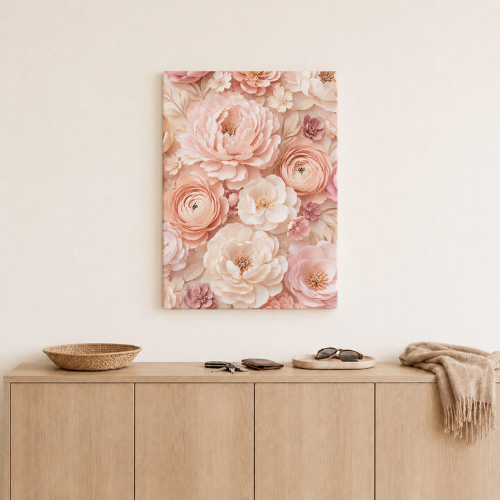 Leinwandbild Blütenschichten in Rosé und Pfirsich