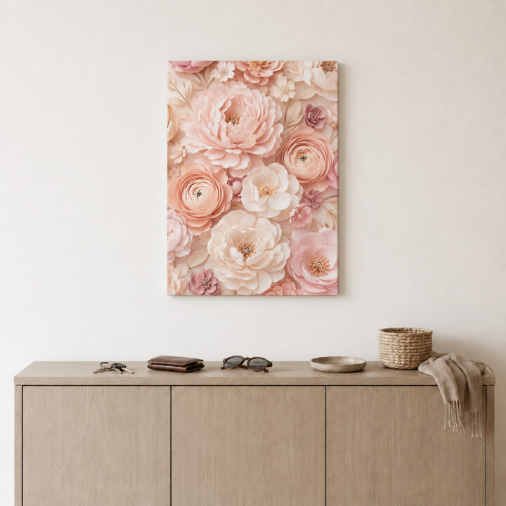 Leinwandbild Blütenschichten in Rosé und Pfirsich