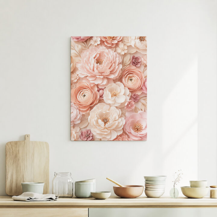 Leinwandbild Blütenschichten in Rosé und Pfirsich