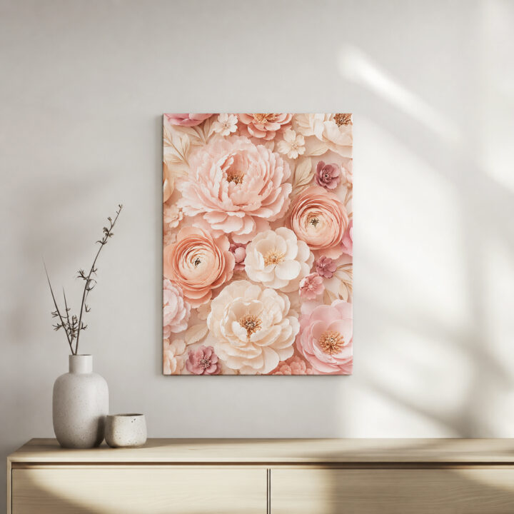 Leinwandbild Blütenschichten in Rosé und Pfirsich