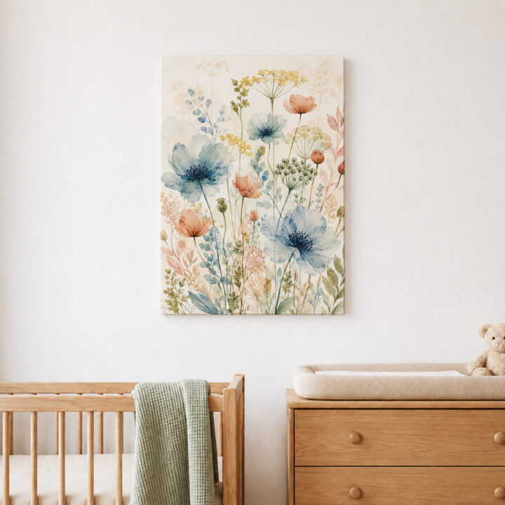 Leinwandbild Luftige Wildblumen auf hellem Grund