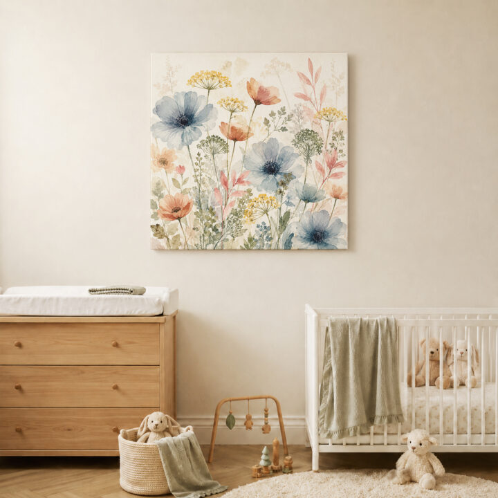 Leinwandbild Zarte Wildblumen in Pastell