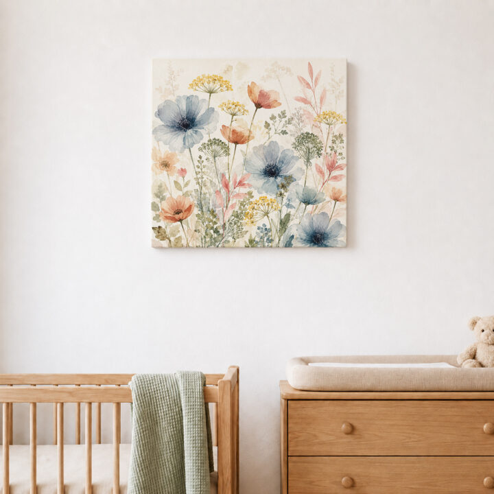 Leinwandbild Zarte Wildblumen in Pastell