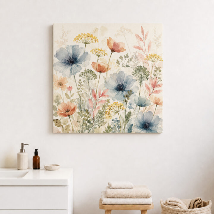 Leinwandbild Zarte Wildblumen in Pastell