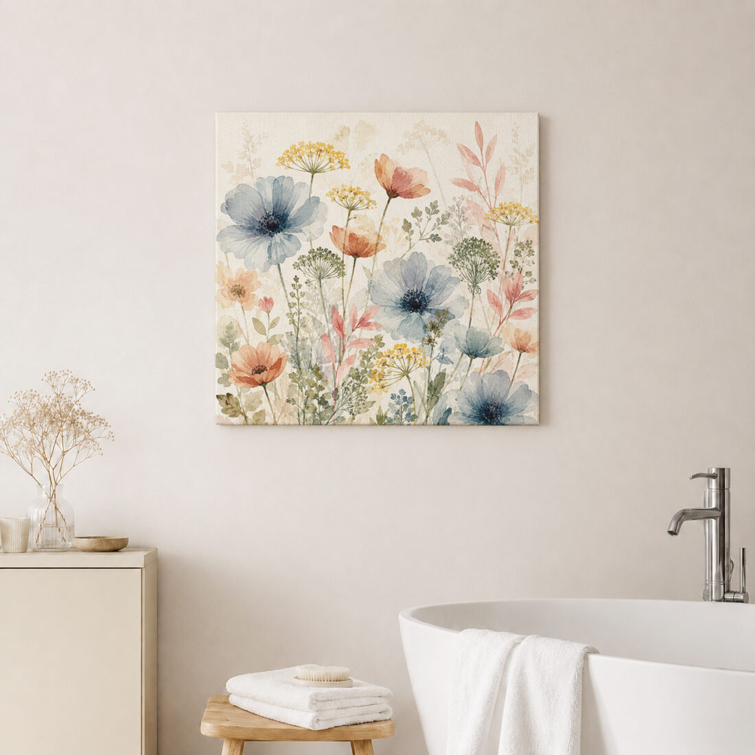 Leinwandbild Zarte Wildblumen in Pastell