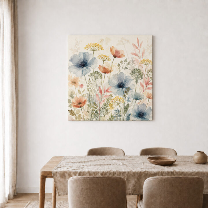 Leinwandbild Zarte Wildblumen in Pastell