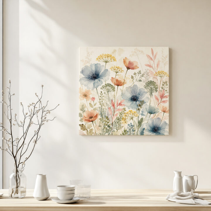 Leinwandbild Zarte Wildblumen in Pastell