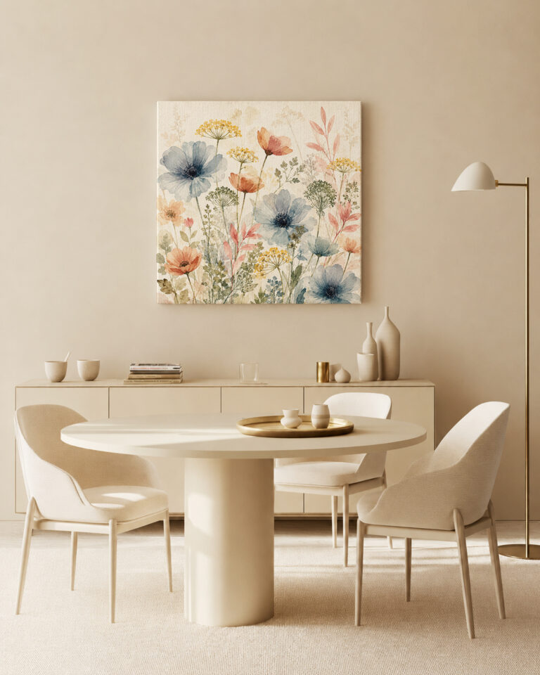 Leinwandbild Zarte Wildblumen in Pastell