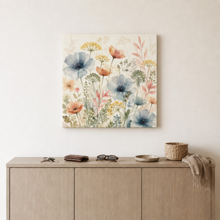 Leinwandbild Zarte Wildblumen in Pastell