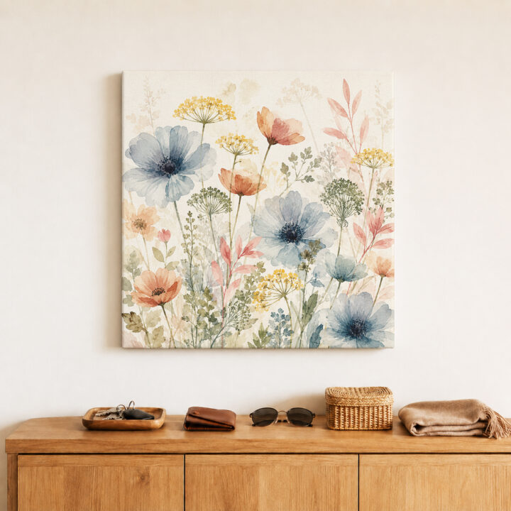 Leinwandbild Zarte Wildblumen in Pastell