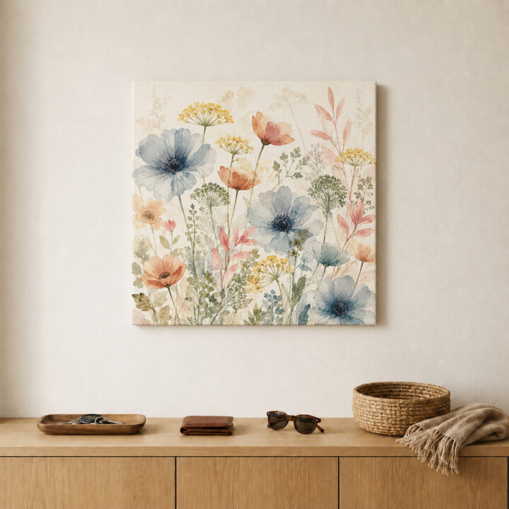 Leinwandbild Zarte Wildblumen in Pastell