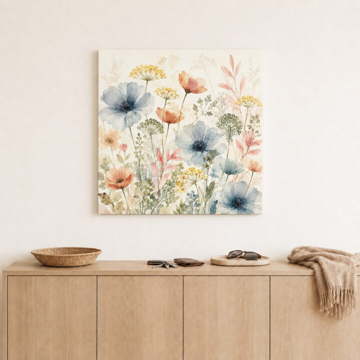 Leinwandbild Zarte Wildblumen in Pastell