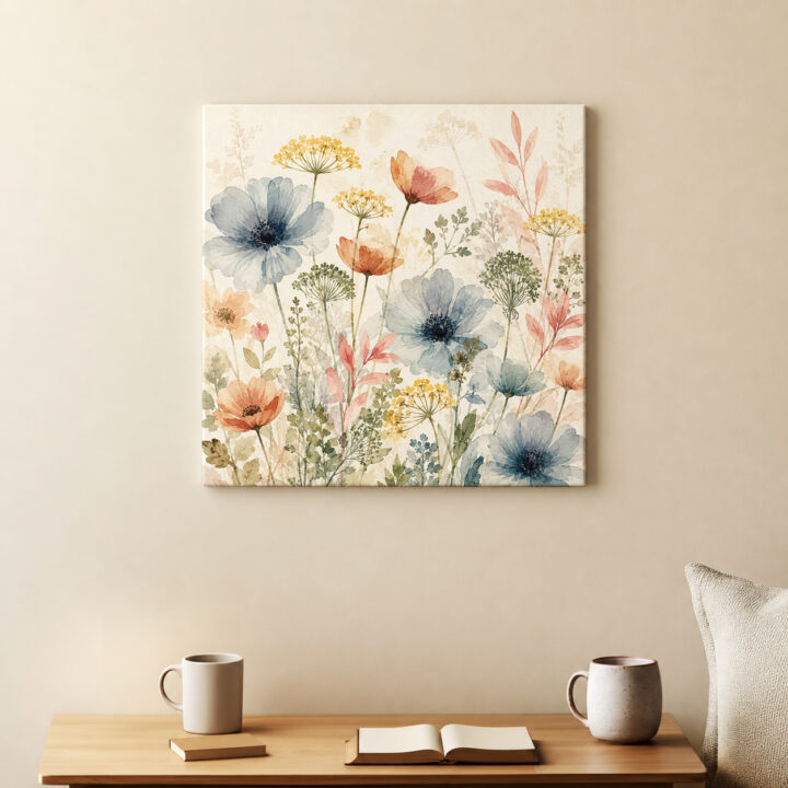 Leinwandbild Zarte Wildblumen in Pastell