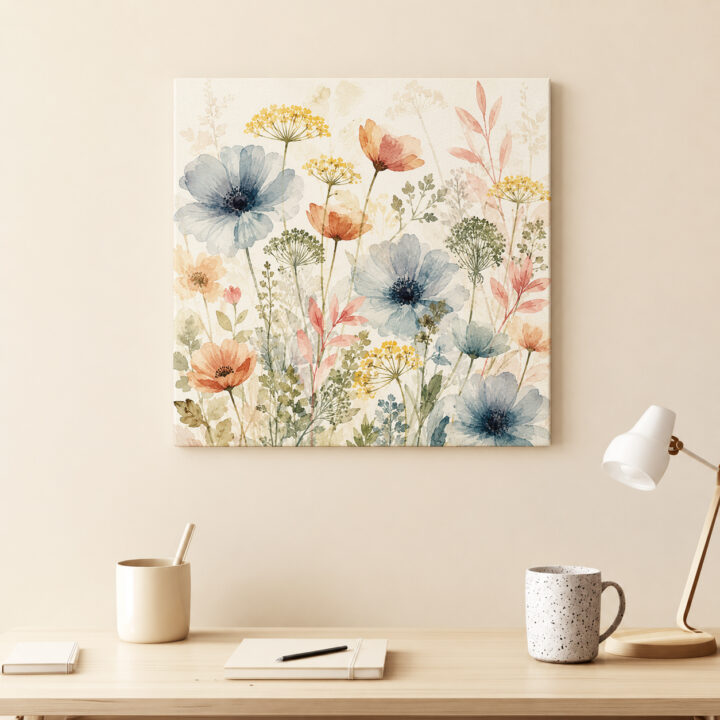 Leinwandbild Zarte Wildblumen in Pastell