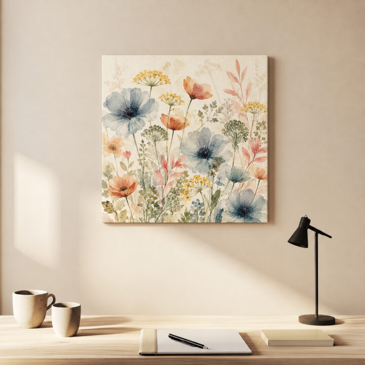 Leinwandbild Zarte Wildblumen in Pastell
