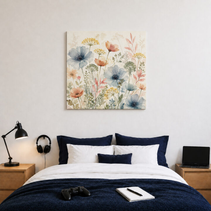 Leinwandbild Zarte Wildblumen in Pastell