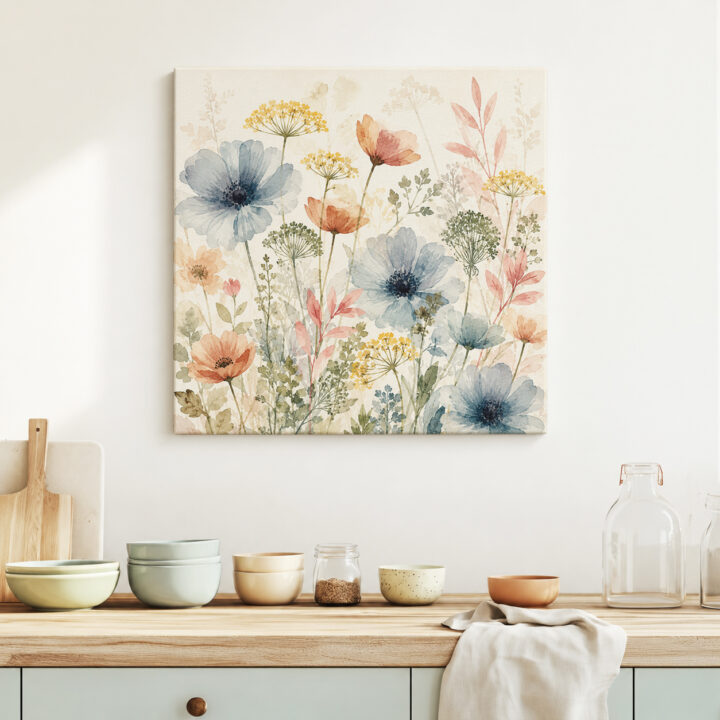 Leinwandbild Zarte Wildblumen in Pastell
