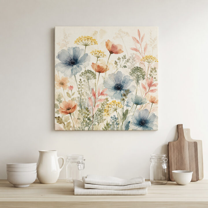 Leinwandbild Zarte Wildblumen in Pastell