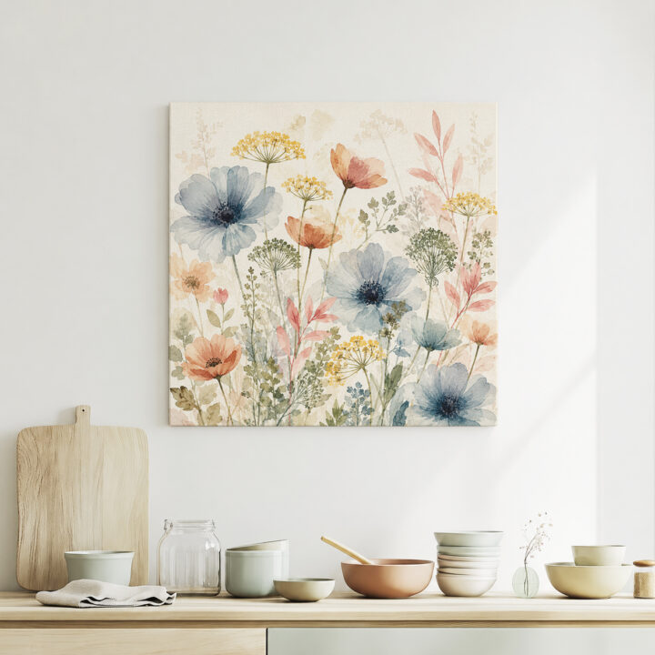 Leinwandbild Zarte Wildblumen in Pastell