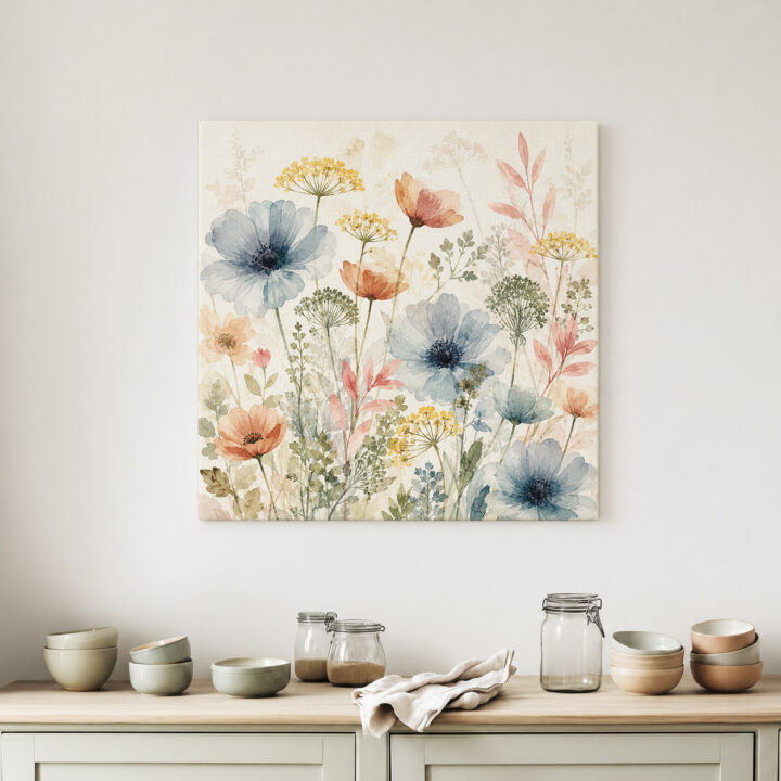 Leinwandbild Zarte Wildblumen in Pastell