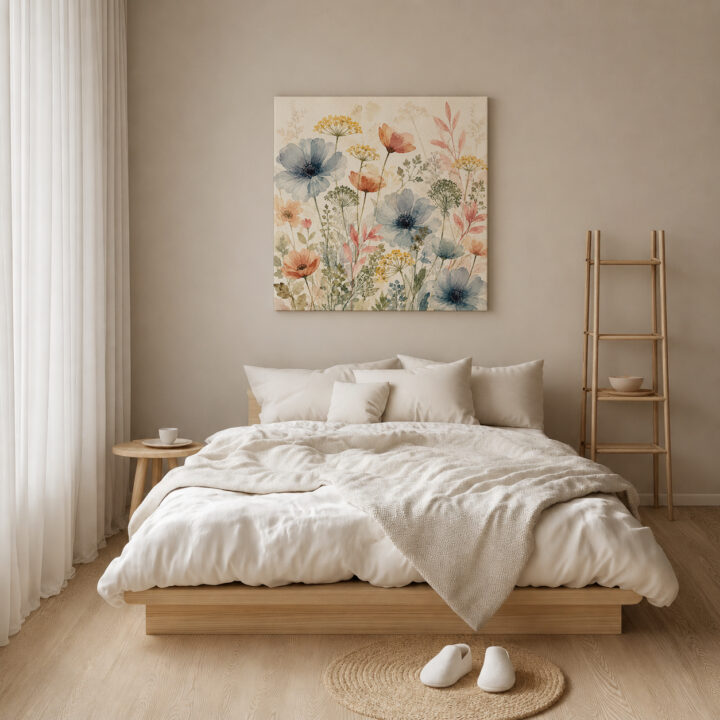 Leinwandbild Zarte Wildblumen in Pastell